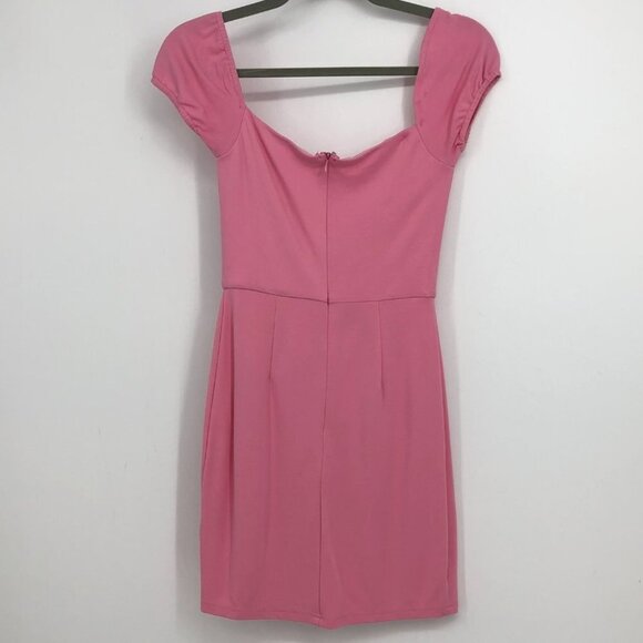 By The Way (revolve) bright pink off shoulder plunge V-neck mini  bodycon dress - Picture 15 of 16